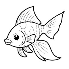 Simple vector illustration of Swordtail hand drawn for kids page