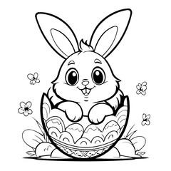 Vector illustration of a cute Easter doodle for kids colouring page