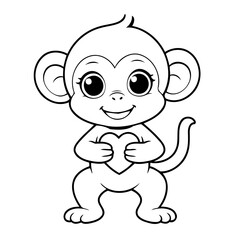 Simple vector illustration of Monkey drawing for toddlers book