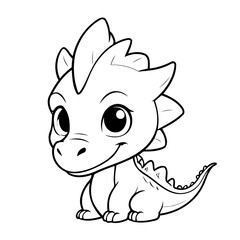 Cute vector illustration Dragon drawing colouring activity