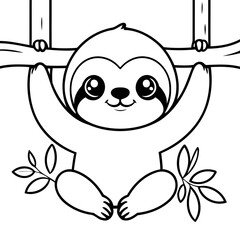 Obraz premium Cute vector illustration Sloth doodle for toddlers worksheet
