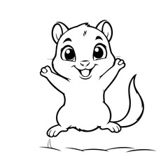 Vector illustration of a cute Chipmunk drawing colouring activity