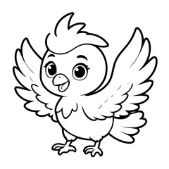 Vector illustration of a cute Phoenix doodle for toddlers worksheet