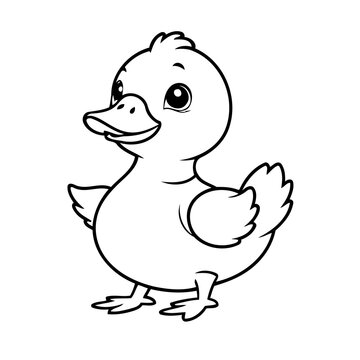 recommend clip art: Simple vector illustration of Duck outline for colouring page