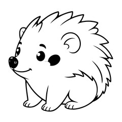 Simple vector illustration of Hedgehog drawing for toddlers colouring page
