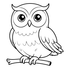 Cute vector illustration Owl drawing colouring activity