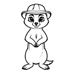 Vector illustration of a cute Meerkat doodle for kids colouring page
