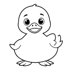 Cute vector illustration Duck doodle for kids coloring worksheet