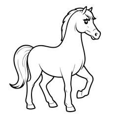 Simple vector illustration of Horse hand drawn for kids page