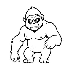 Cute vector illustration Gorilla drawing for kids colouring activity