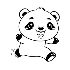 Vector illustration of a cute Panda doodle for kids coloring worksheet