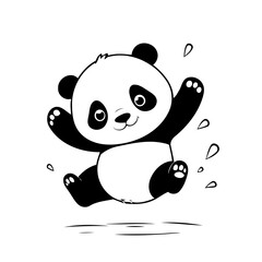 Simple vector illustration of Panda drawing colouring activity