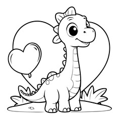 Cute vector illustration Brachiosaurus drawing for kids colouring page