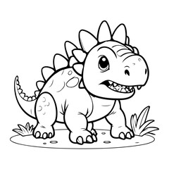 Cute vector illustration Ankylosaurus hand drawn for kids page