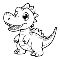 Vector illustration of a cute Spinosaurus drawing for toddlers book