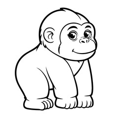 Vector illustration of a cute Gorilla drawing for toddlers book
