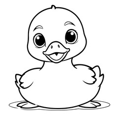 Vector illustration of a cute Duck doodle for toddlers worksheet