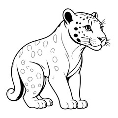 Vector illustration of a cute Jaguar doodle for toddlers coloring activity