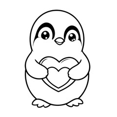 Cute vector illustration Penguin for kids colouring page