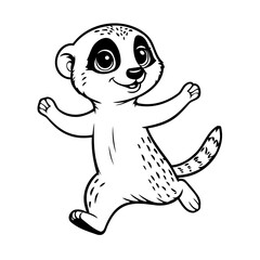 Vector illustration of a cute Meerkat drawing for toddlers colouring page