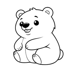 Vector illustration of a cute Bear drawing for kids colouring page