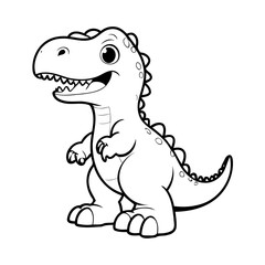 Vector illustration of a cute Tyrannosaurus drawing for kids colouring activity