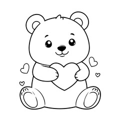 Simple vector illustration of Bear drawing for toddlers book