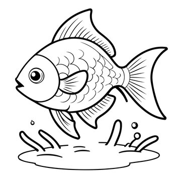 recommend clip art: Simple vector illustration of Tetra drawing for kids colouring activity