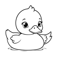 Cute vector illustration Duck hand drawn for kids coloring page