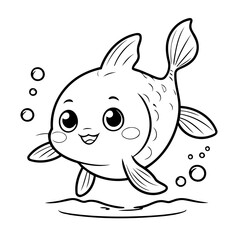 Cute vector illustration Catfish drawing colouring activity