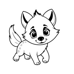 Cute vector illustration Hyena drawing for kids colouring activity