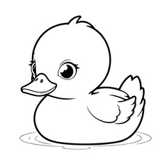Cute vector illustration Duck colouring page for kids