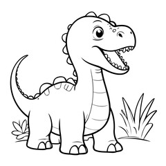 Vector illustration of a cute Diplodocus drawing colouring activity
