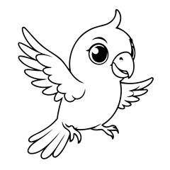 Cute vector illustration Parrot drawing for kids colouring activity