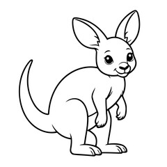 Cute vector illustration Kangaroo drawing for toddlers coloring activity