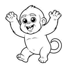 Simple vector illustration of Gorilla drawing for toddlers colouring page