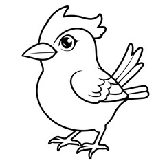 Vector illustration of a cute BlueJay drawing for kids colouring activity