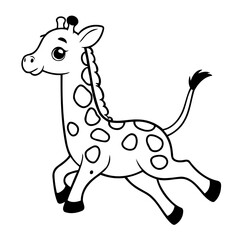 Simple vector illustration of Giraffe hand drawn for kids page