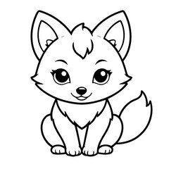 Cute vector illustration Fox drawing for children page