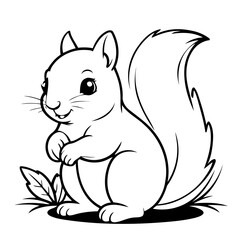 Vector illustration of a cute Squirrel drawing for children page
