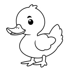 Simple vector illustration of Duck for kids coloring page