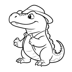 Vector illustration of a cute Alligator doodle colouring activity for kids