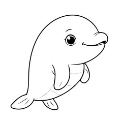 Simple vector illustration of Beluga drawing for toddlers book