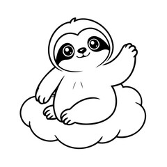 Simple vector illustration of Sloth drawing for toddlers colouring page