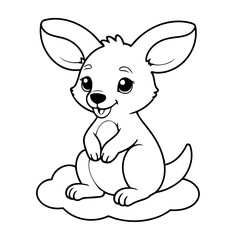 Cute vector illustration Kangaroo drawing for colouring page
