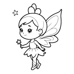 Simple vector illustration of Fairy drawing colouring activity
