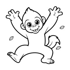 Cute vector illustration Gorilla hand drawn for kids page