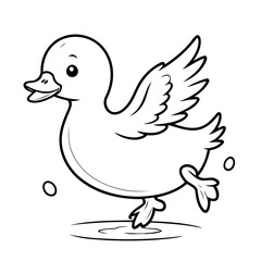 Simple vector illustration of Duck drawing for kids colouring page