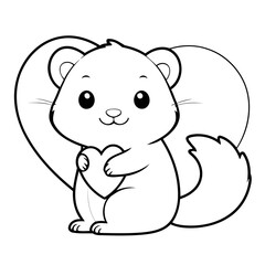 Cute vector illustration Ferret doodle for kids colouring page