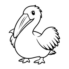 Vector illustration of a cute Pelican drawing for colouring page